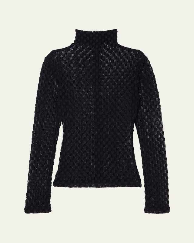 Geometric Lace Turtleneck Top